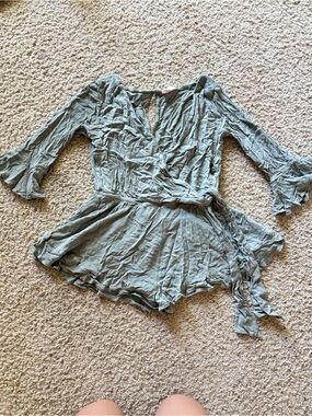 Showpo Light Sage Green Wrap Romper US 6